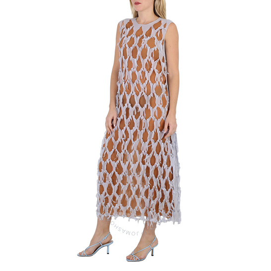 Maison Margiela Ladies Light Sky Cut-Out Silk-Blend Dress