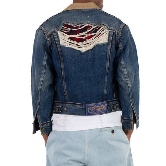 Maison Margiela Men's Indigo Pendleton Denim Jacket, Brand