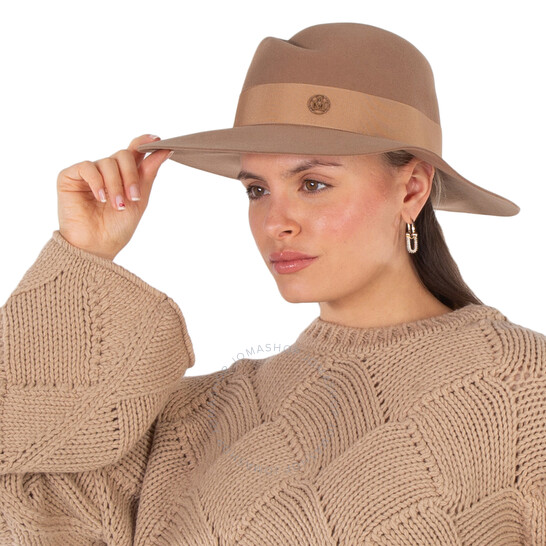 Maison Michel Ladies Camel Virginie Felt Fedora Hat, Size