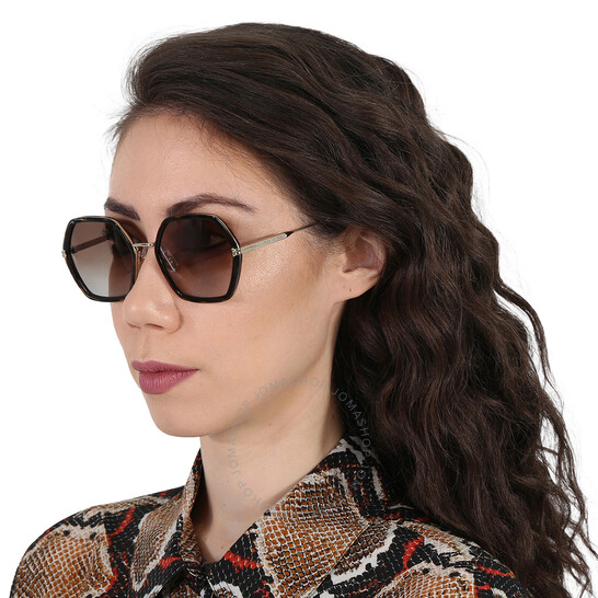 Marc Jacobs ヘキサコナルフレムサンクラス MJ1018S 086HAD Marc Jacobs Brown Gradient Hexagonal Ladies Sunglasses MJ