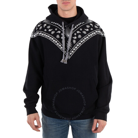 MARCELO BURLON｜SWEATSHIRTS (CMBA009F23FLE001 1030) Marcelo Burlon Bandana-Embroidered Drawstring Hoodie, Size X