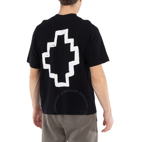 Marcelo Burlon Men's Black White Cotton Crewneck T-Shirt