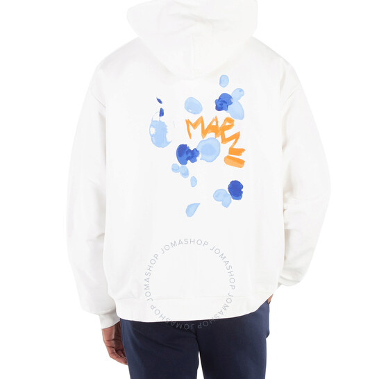 ★MARNI★ Floral Print Logo Hood Natural White FUMU0067PNUSC White cotton hoodie with flower prints | Marni
