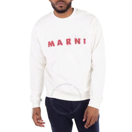 【MARNI】LOGO SWEATSHIRT Marni Wrinkled Marni Logo Sweatshirt, Brand Size 46 (US Size