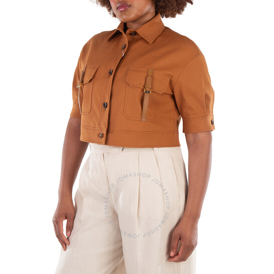 Max Mara Agiate Cropped Stretch-Cotton Jacket, Brand Size 40