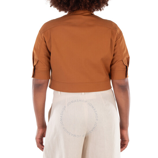 Max Mara Agiate Cropped Stretch-Cotton Jacket, Brand Size 40