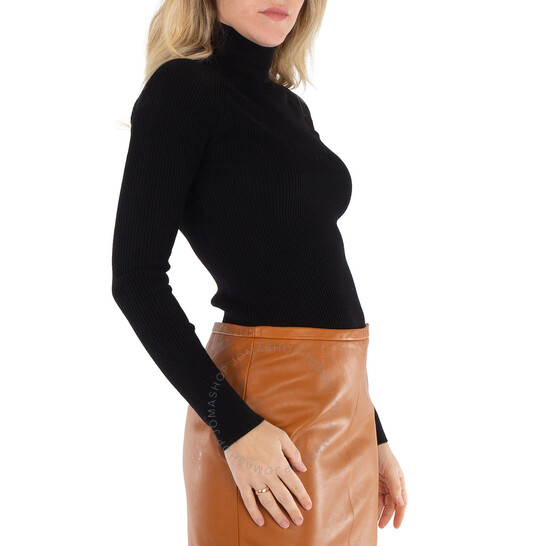 Max Mara Black Canard Merino Wool Turtleneck Jumper, Size