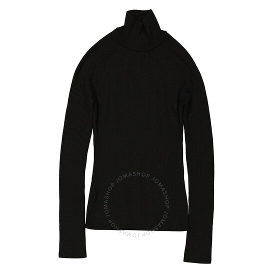 Max Mara Black Canard Merino Wool Turtleneck Jumper, Size