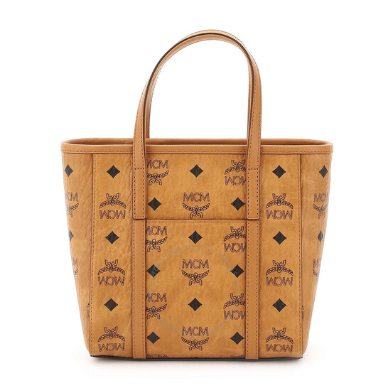 MCM Cognac Visetos Aren Mini Top-Zip Shopper Bag