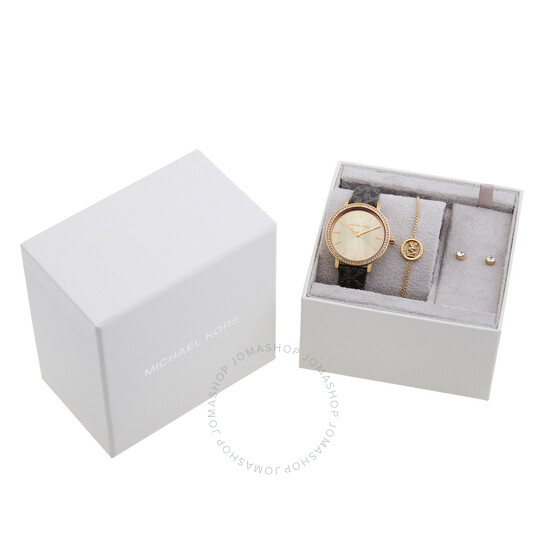 MICHAEL KORS EMERY ウォッチ ジュエリーギフト EMERY パヴェ ゴールドトーン ダブルラップ プチウォッチ
