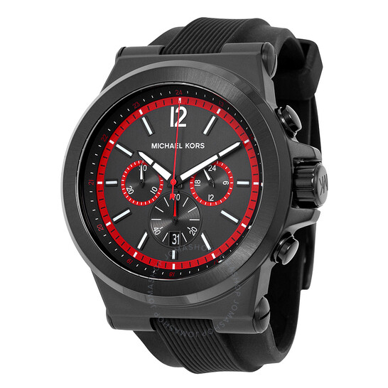 Michael Kors Dylan Chronograph Black Dial Black Silicone