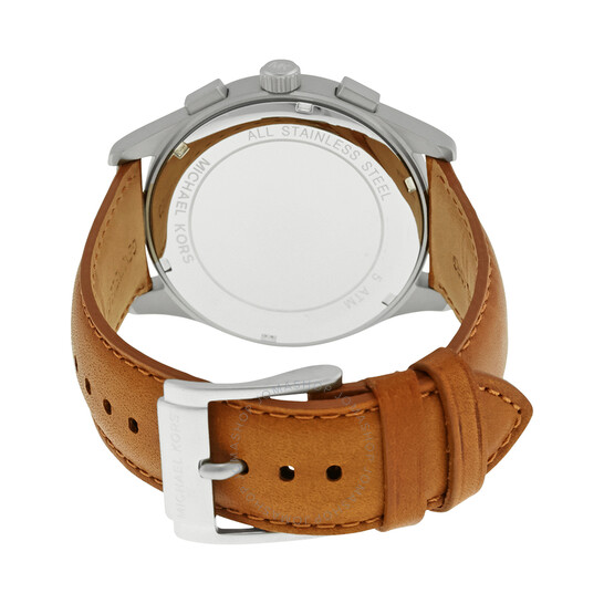 Michael Kors Men's Gareth 　aiishii Michael Kors Gareth Silver Dial Tan Leather Men's Watch