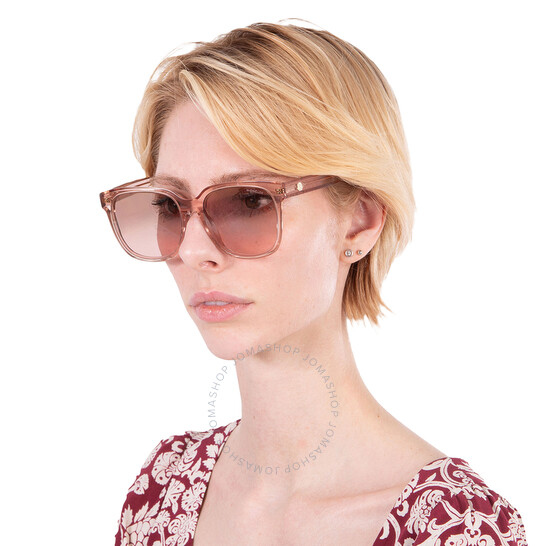 サングラス Moncler Sunglasses ML0198F 72Z Asian Fit Semi-Transparent Moncler Brown Gradient Square Ladies Sunglasses ML0198-F 72Z