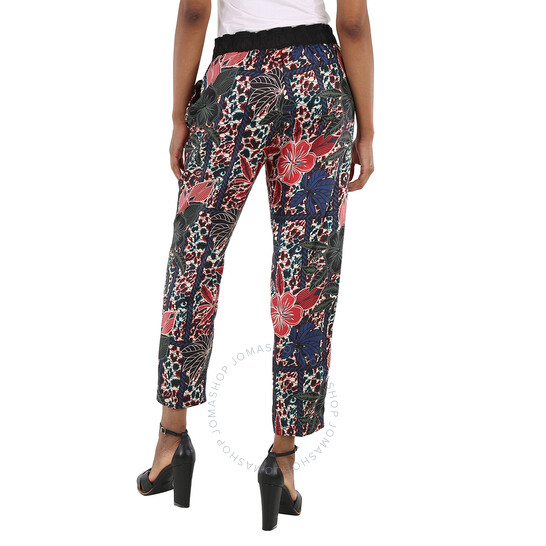Moncler Ladies Floral Print Cropped Silk Trousers, Brand