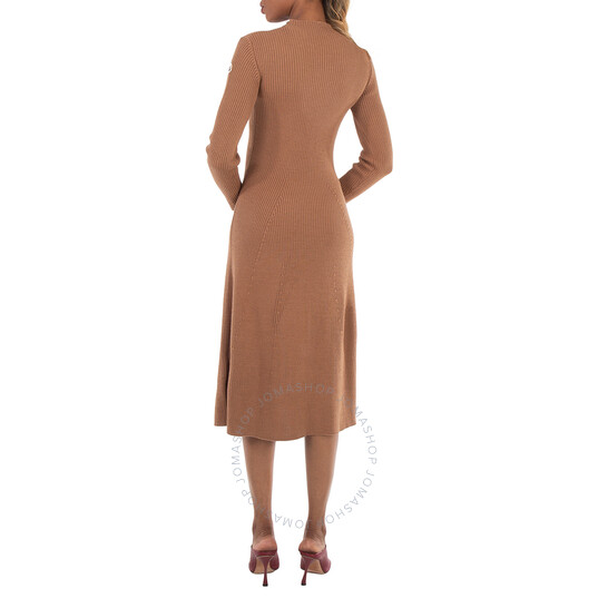 Moncler Long-Sleeve Wool Knit Midi Sweater Dress, Size Large