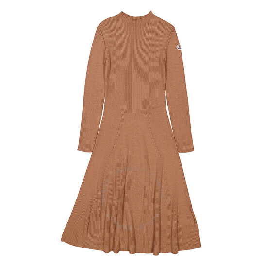 Moncler Long-Sleeve Wool Knit Midi Sweater Dress, Size Large