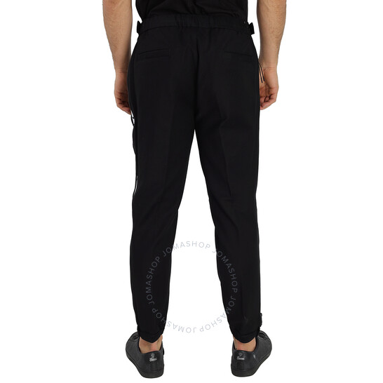 Moncler Men's Black Stretch Cotton Striped Trousers, Brand