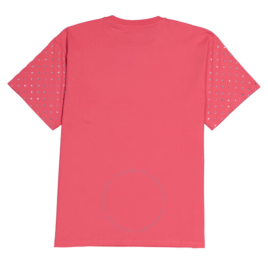 Moschino Fuschia Crystal Teddy Bear Oversize Cotton T-Shirt