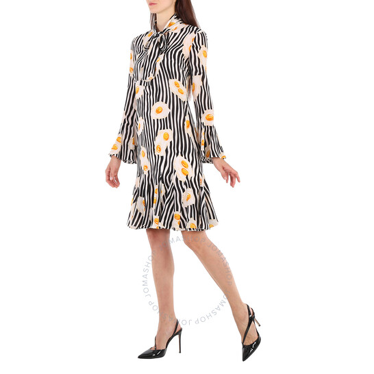 Moschino Ladies Fantasy Print Black Egg Print Dress, Brand