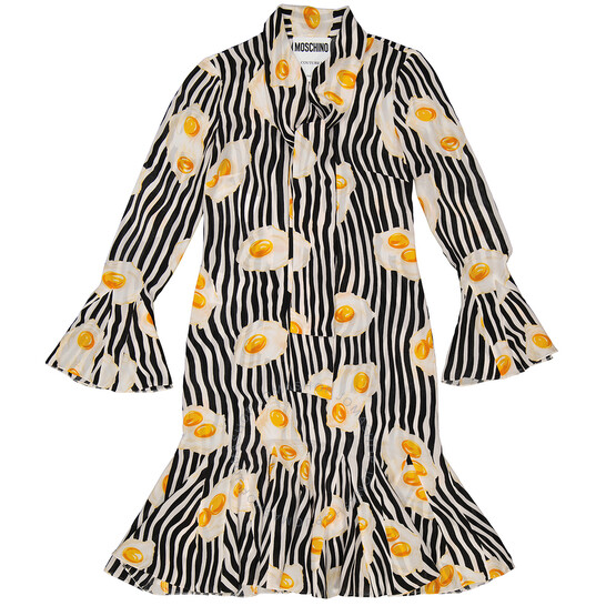 Moschino Ladies Fantasy Print Black Egg Print Dress, Brand