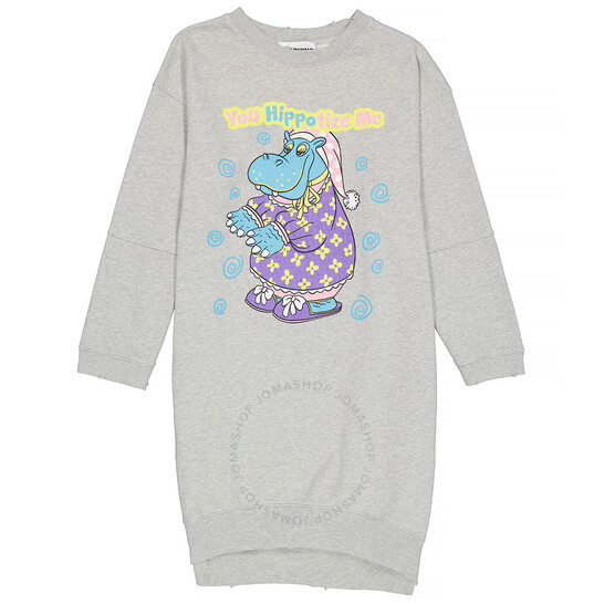 Moschino Ladies Grey Hippo Print Sweater Dress, Brand Size