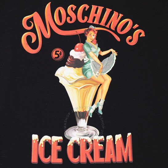 Tシャツ・カットソー Moschino SS25 T-SHIRT \"ICE CREAM\" (07090541 1001) Brand New Ice Cream Sequin T-shirt from LOVE MOSCHINO