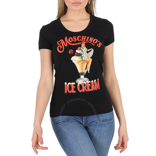 Moschino Ladies Ice Cream Print Cotton T-Shirt, Brand Size