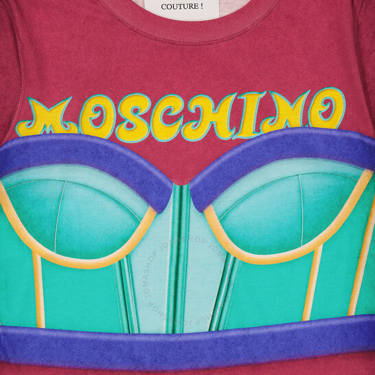 Moschino Ladies Multicolor Trompe L Oeil Regular T-Shirt