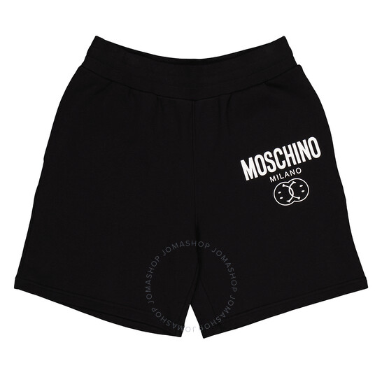 Moschino Men's Black Logo-Print Organic-Cotton Shorts, Brand