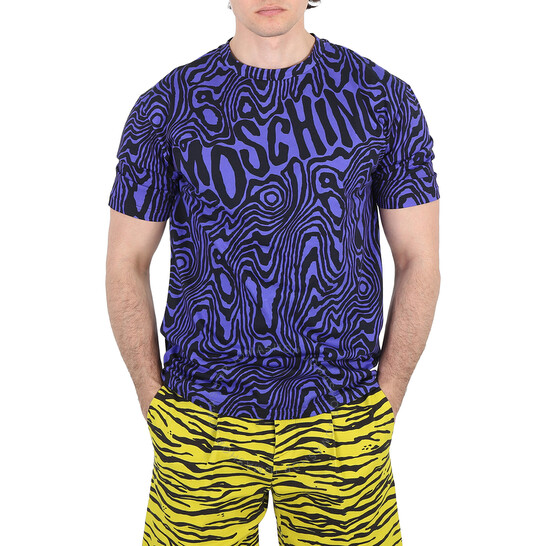 Moschino Moire-Effect Print Cotton T-Shirt, Brand Size 46