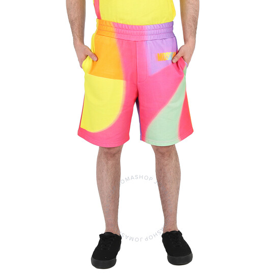 Moschino Multi Rainbow Print Cotton Sweat Shorts, Brand Size