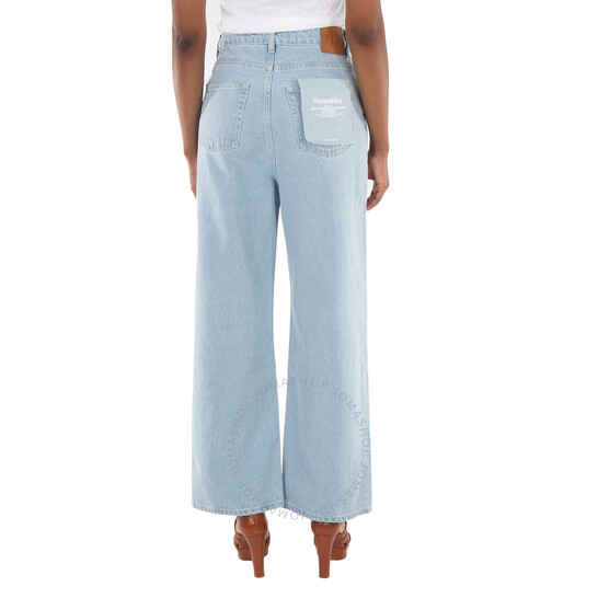 Nanushka Sun Bleach Josine Wide-Leg Denim Jeans, Waist Size