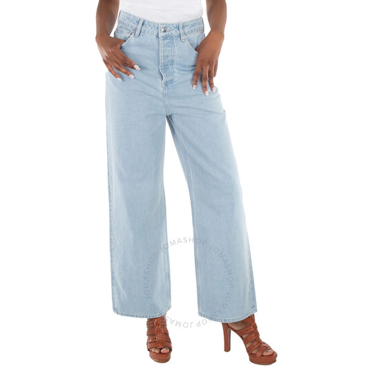 Nanushka Sun Bleach Josine Wide-Leg Denim Jeans, Waist Size