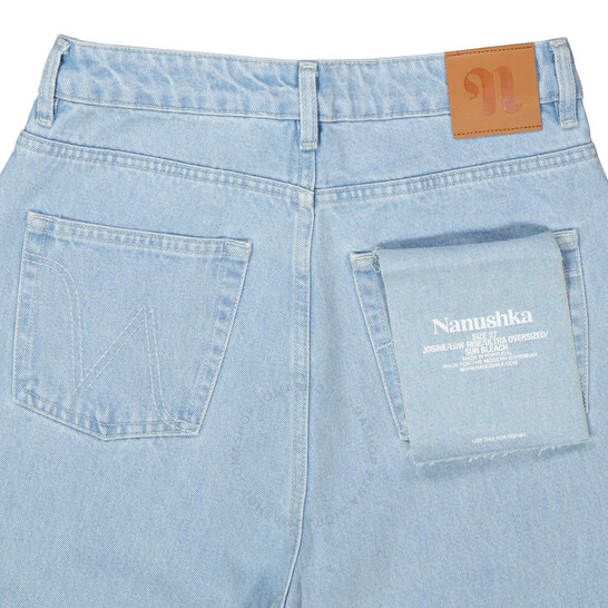 Nanushka Sun Bleach Josine Wide-Leg Denim Jeans, Waist Size