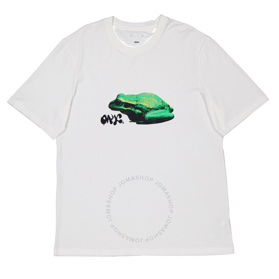 Oamc Men's White Amphibian Short-Sleeved T-Shirt, Size Small