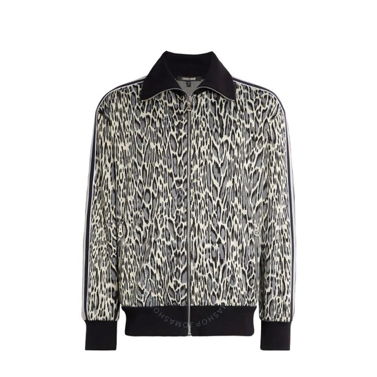 【人気ショップが最安値挑戦！】 Cavalli Roberto Men's Sweater Zip Weave Jacquard Animalier トップス