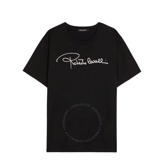 Tシャツ・カットソー Roberto Cavalli Roberto Cavalli Shirts Natural Roberto Cavalli Men's Black Logo Print Cotton T-shirt, Size