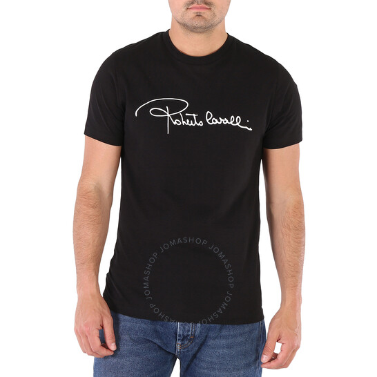 Roberto Cavalli Men's Black Logo Print Cotton T-shirt, Size