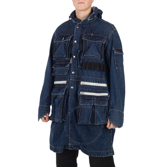 Sacai Khaki Denim Hooded Blouson Coat, Brand Size 1 (Small
