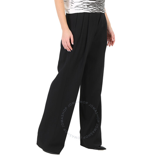 Saint Laurent Ladies Black Pleated Pants In Grain De Poudre