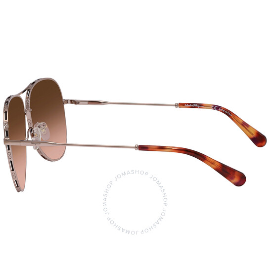 サングラス Ferragamo Sunglasses SF268S 795 l Oversize Aviator Ferragamo Salvatore Ferragamo Brown Gradient Pilot Ladies