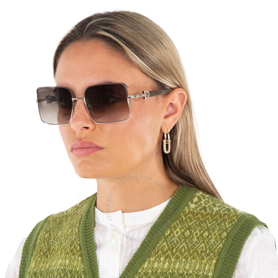 サングラス Ferragamo Sunglasses SF302SL 703 Square Gold Frame Salvatore Ferragamo SF302SL 703 Sunglasses Women's Gold