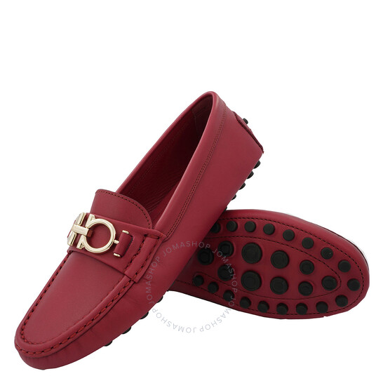 Salvatore Ferragamo Ladies Red Berra Gancini Driver Moccasin