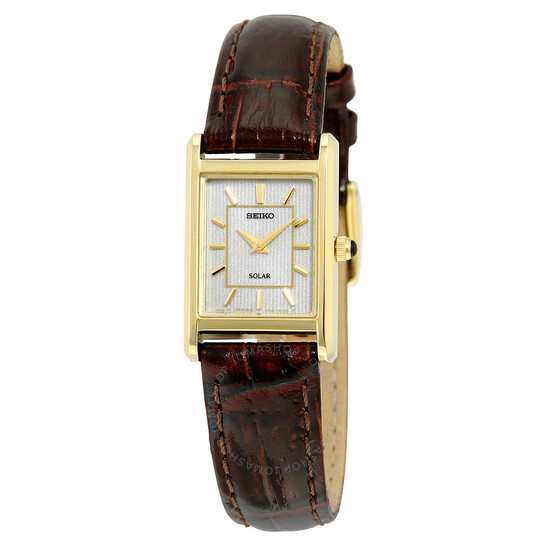 Seiko Solar Champagne Dial Brown Leather Ladies Watch SUP252