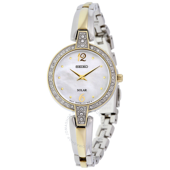 Seiko Solar Mother of Pearl Dial Two-tone Ladies Watch