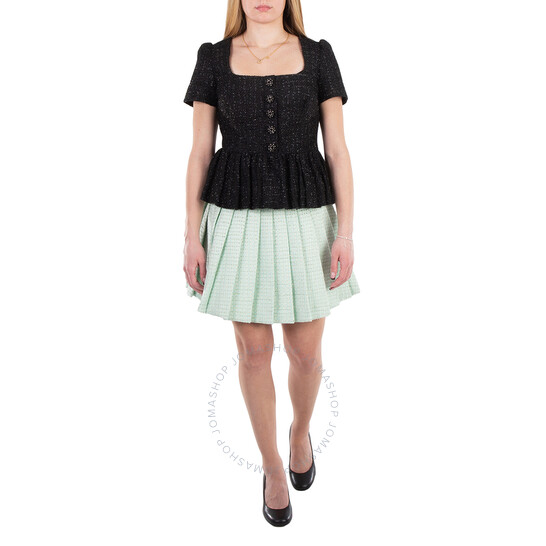 【送料&関税込】self-portrait Boucle Pleated Miniskirt Gold Boucle Pleated Mini Skirt – self-portrait-US