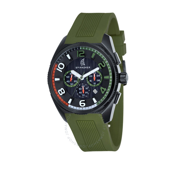 Spinnaker Reef Black Dial Chronograph Green Silicone Strap