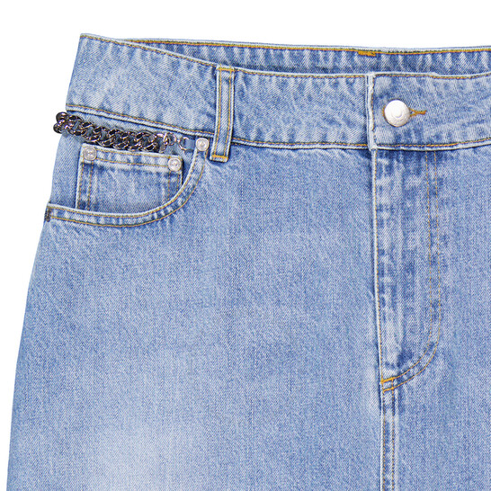 スカート STELLA MCCARTNEY Woman Skirt Blue 6D02403SPH56 4599 Stella McCartney Falabella Chain Denim Skirt, Size Medium