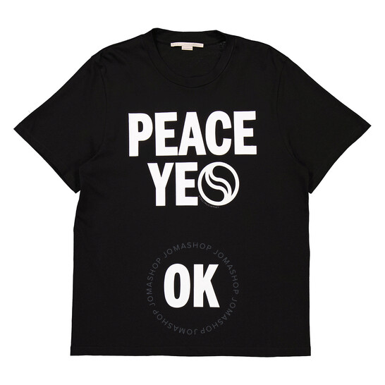 Stella McCartney Ladies Black Slogan-Print Cotton T-Shirt