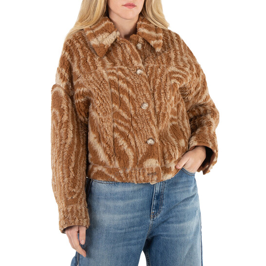 Stella McCartney Ladies Brown Woodgrain-Print Shearling